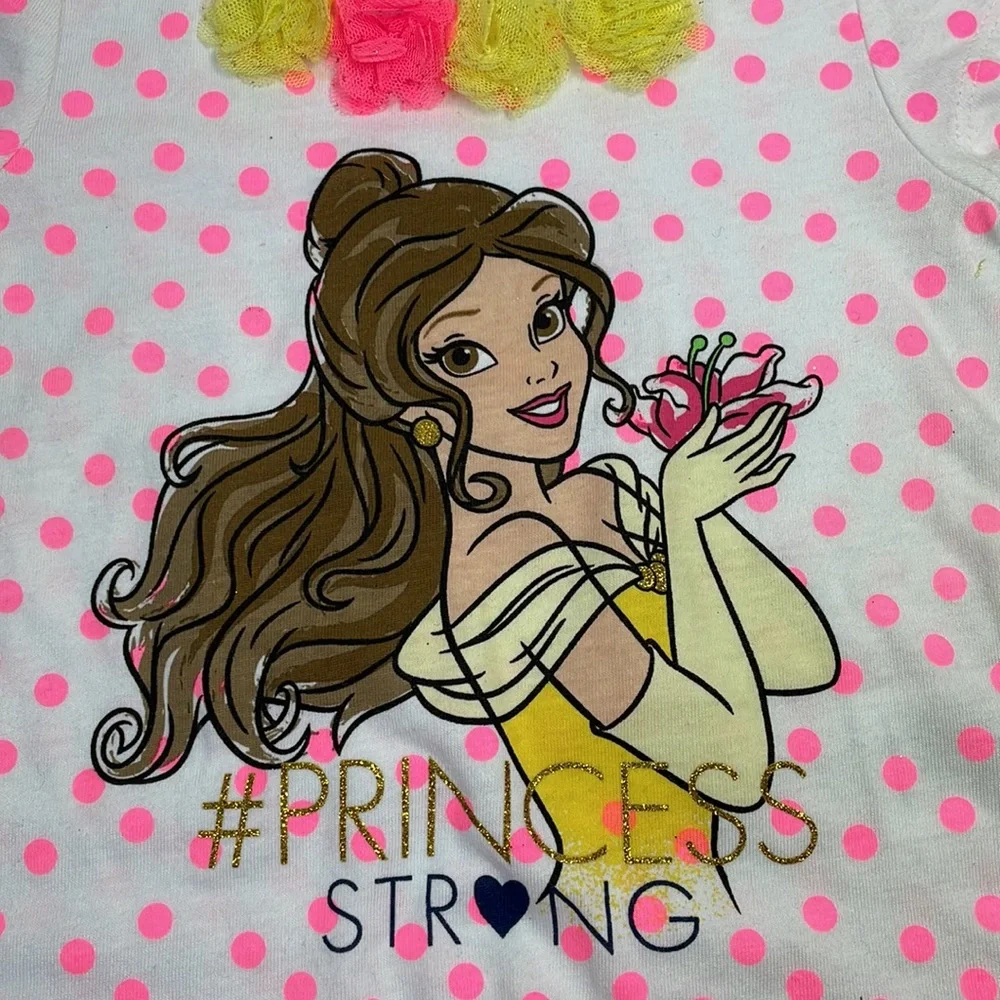 NWOT Disney Princess Screen Print Tee With Yellow Tulles Skort Size 3T - Picture 2 of 5